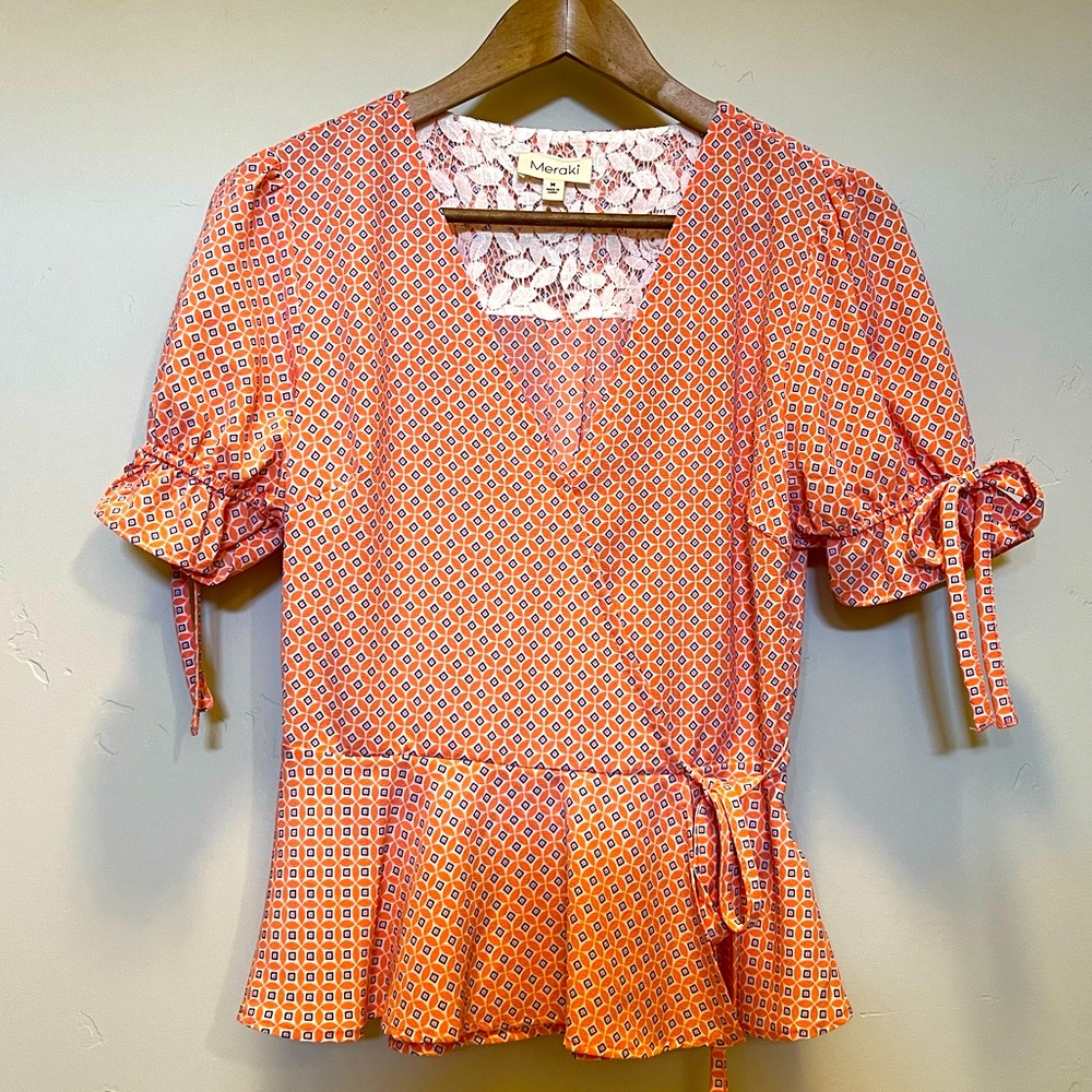 Meraki Orange/Blue Blouse